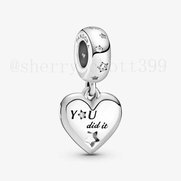 Pandora Congratulations Heart & Stars Dangle Charm - Picture 1 of 3